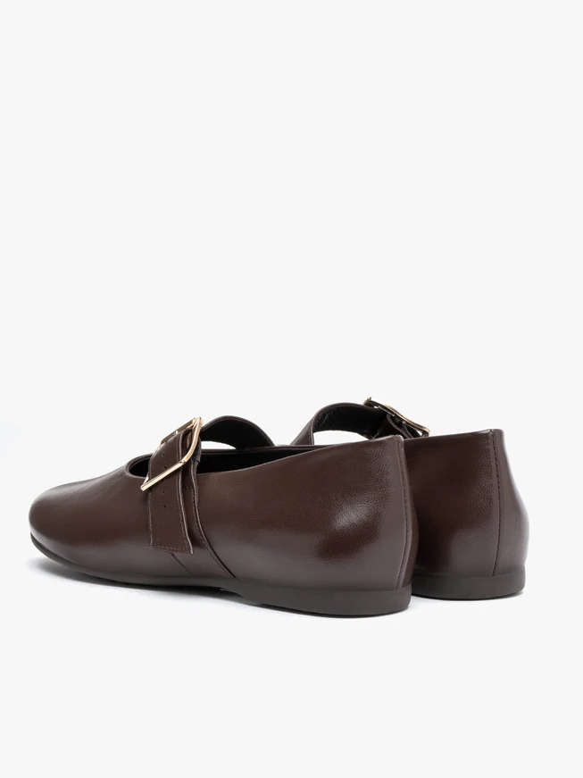 Dunkelbraune Riemchen-Ballerinas