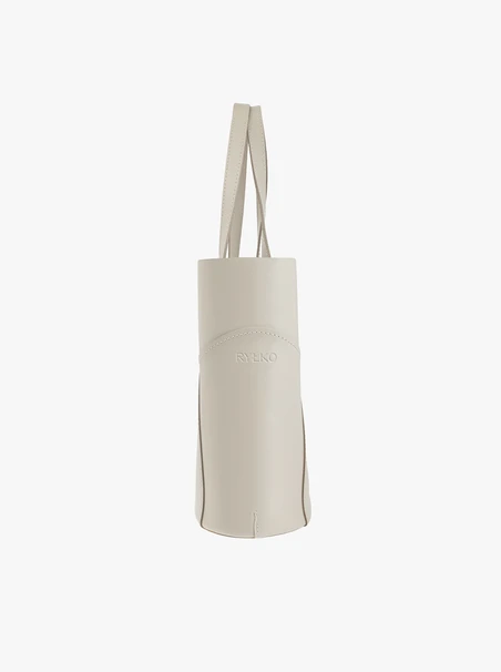 Beige-graue Shopper-Tasche aus Glattleder