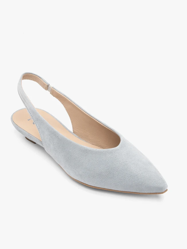 Hellblaue Slingback-Pumps mit spitzer Zehe