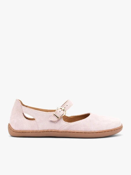 Rosa Barfuß-Ballerinas aus Veloursleder