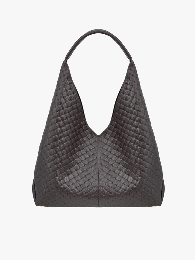 Dunkelbraune Leder-Hobo-Tasche
