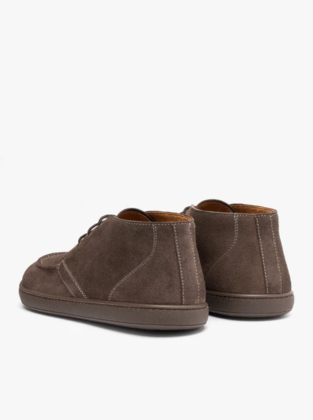 Graue Barfußstiefel aus Veloursleder