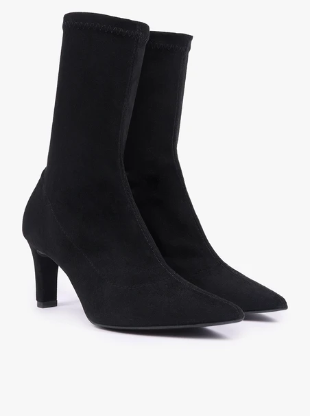 Schwarze Stiletto-Stiefel mit Gummizug