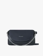 Eine marineblaue Handtasche aus Glattleder und Veloursleder