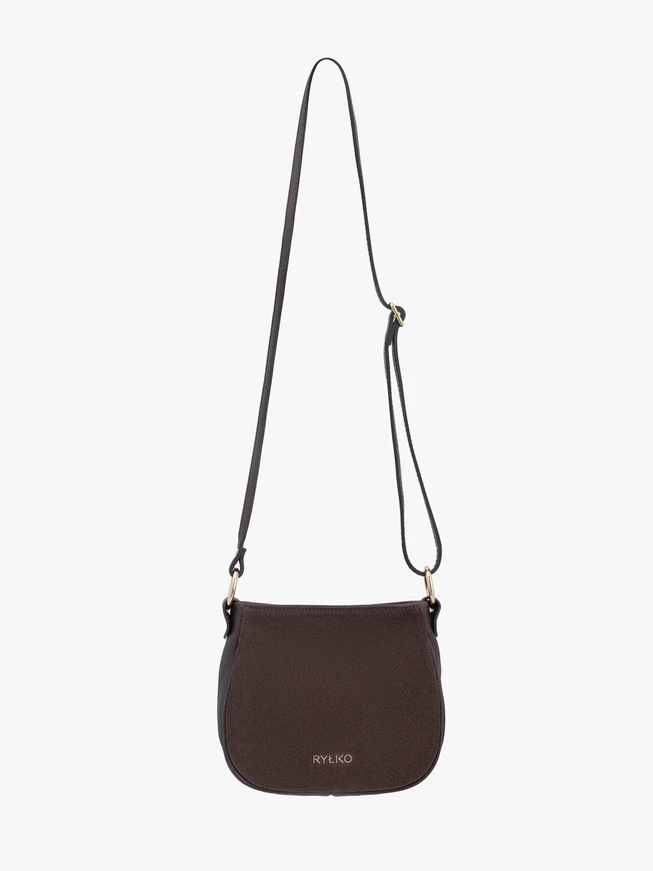 Handtasche aus braunem Leder und Velours