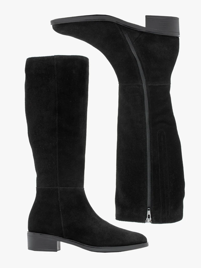 Schwarze Velourslederstiefel