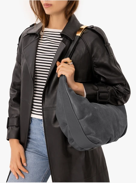 Dunkelgraue Hobo-Tasche