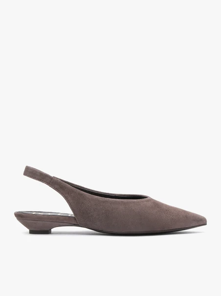 Dunkelbraune Pumps mit Slingback und spitzer Zehenpartie