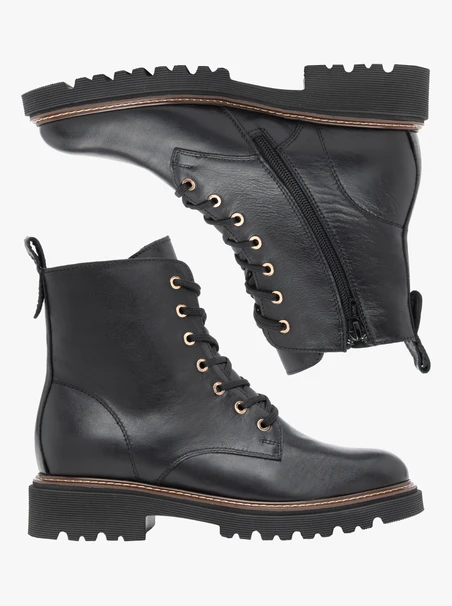 Schwarz genarbte Lederstiefel