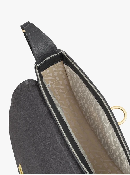 Dunkelgraue Handtasche im Crescent-Stil