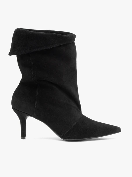Schwarze Bowler-Stiefel mit hohem Stiletto