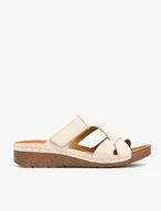 Cremefarbene Flip-Flops mit Plateau