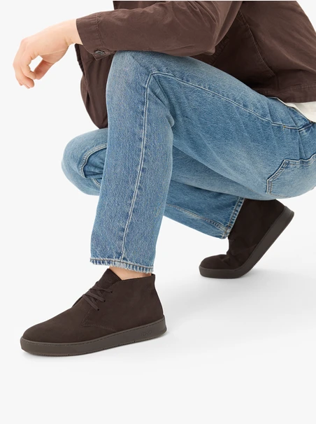 Dunkelbraune Velourslederstiefel