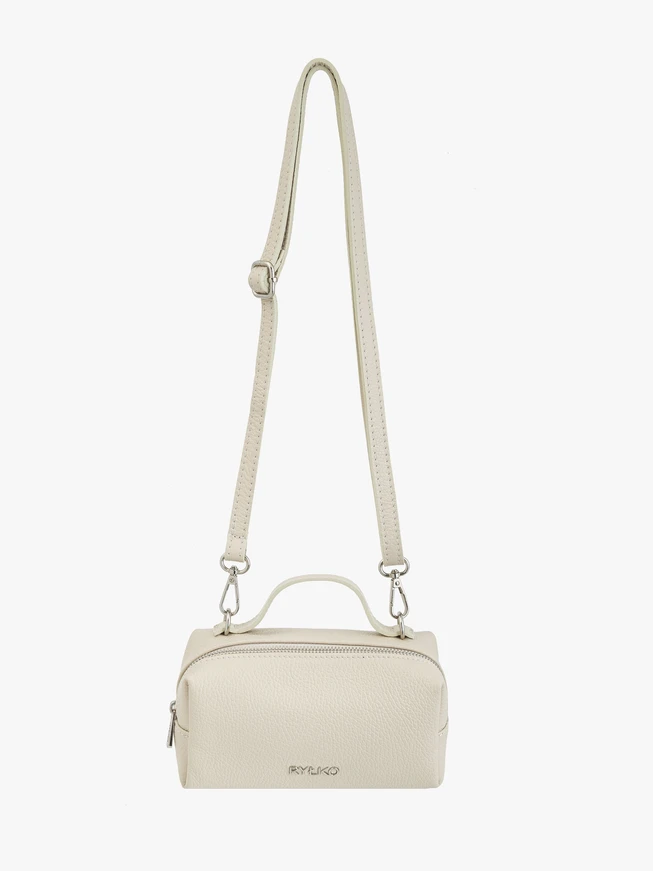 Cremefarbene kleine Lederhandtasche