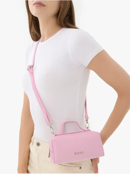 Hellrosa kleine Lederhandtasche