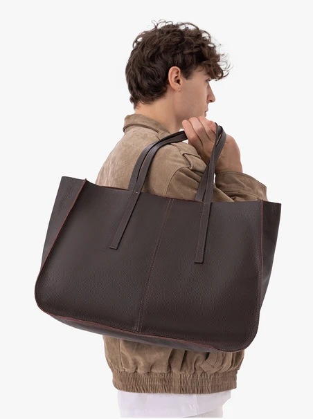Große dunkelbraune A4-Ledertasche