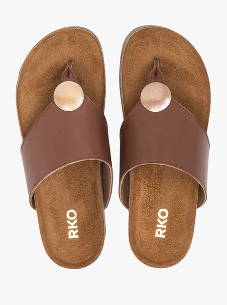 Braune Leder-Flip-Flops