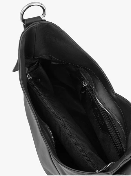 Große schwarze Handtasche aus Glattleder