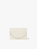 Cremefarbene Leder-Clutch-Tasche mit Kette