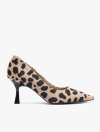 Beige-schwarze Pumps mit Ozelot-Muster
