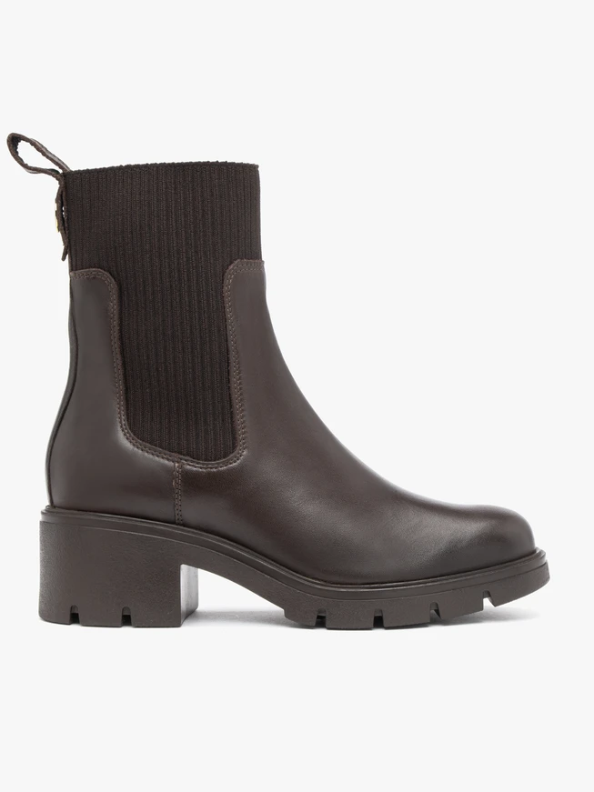 Dunkelbraune Stiefeletten mit Rippbündchen