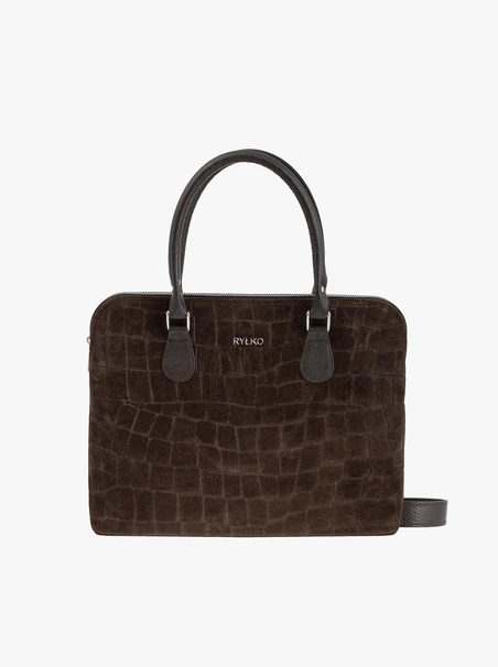 Braune Laptoptasche im Krokodilleder-Look