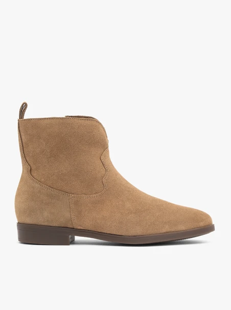 Beigefarbene Cowboystiefel aus Veloursleder