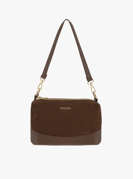 Handtasche aus hellbraunem Leder und Velours