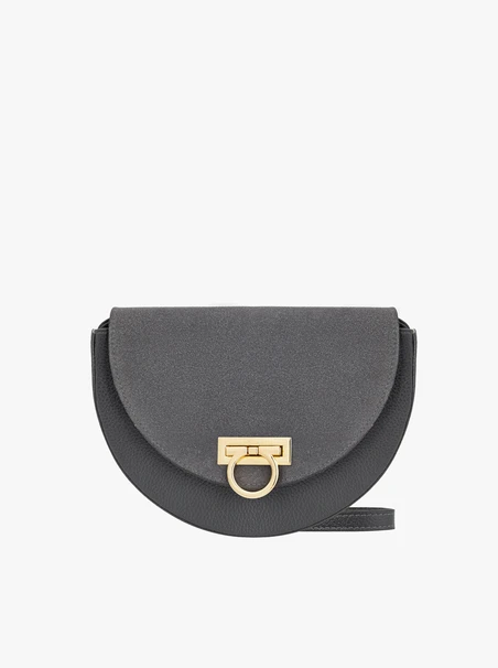 Dunkelgraue Handtasche im Crescent-Stil