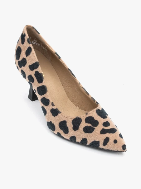 Beige-schwarze Pumps mit Ozelot-Muster