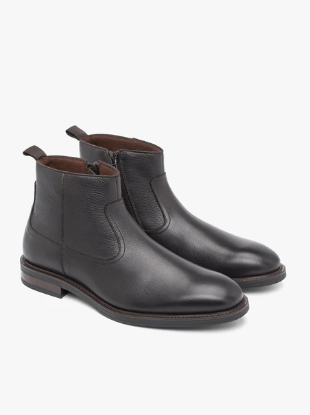 Dunkelbraune Stiefeletten aus Glattleder