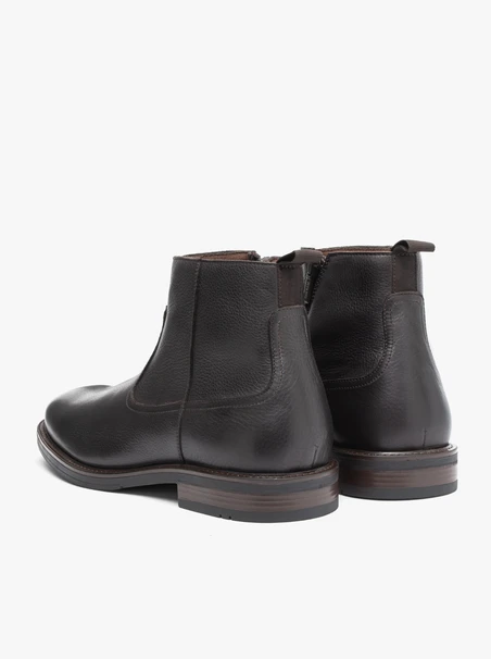 Dunkelbraune Stiefeletten aus Glattleder