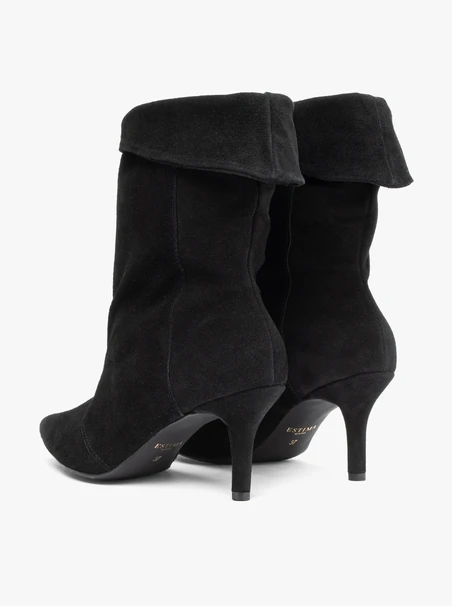 Schwarze Bowler-Stiefel mit hohem Stiletto