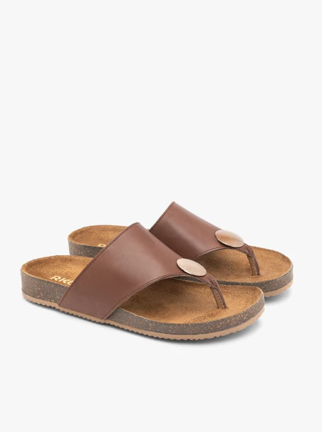 Braune Leder-Flip-Flops
