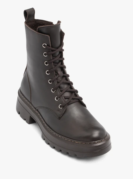 Dunkelbraune Wanderschuhe aus Glattleder