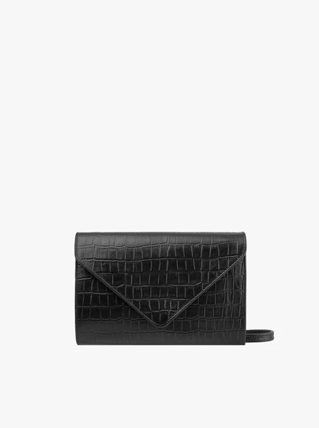 Schwarze Handtasche in Krokodilleder-Optik
