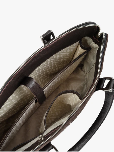 Braune Laptoptasche im Krokodilleder-Look