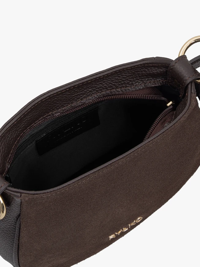Handtasche aus braunem Leder und Velours