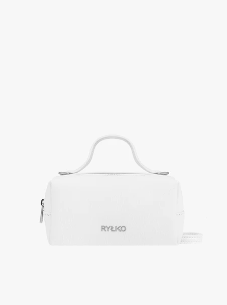 Weiße kleine Lederhandtasche