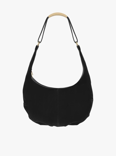 Handtasche aus schwarzem Leder und Velours