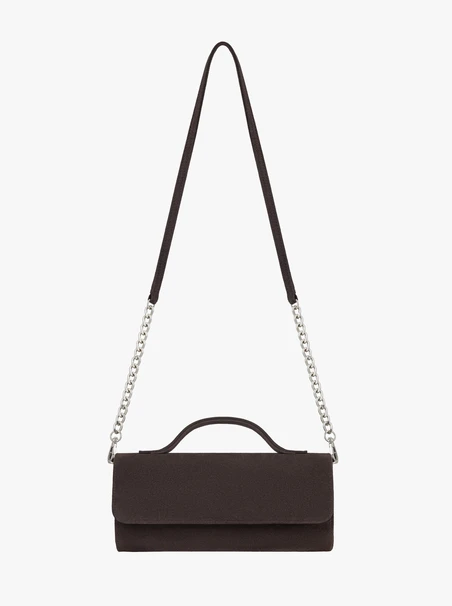 Dunkelbraune Handtasche aus Veloursleder