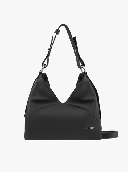 Große schwarze Handtasche aus Glattleder