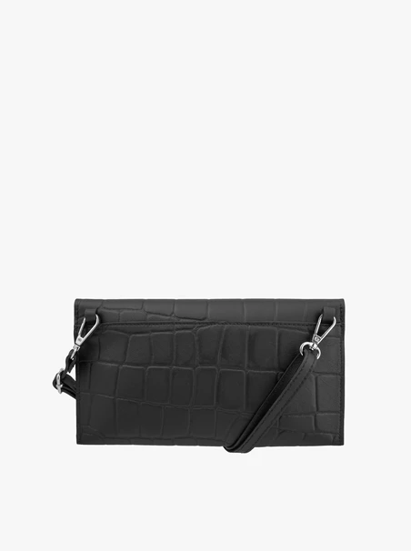 Schwarze Handtasche in Krokodilleder-Optik