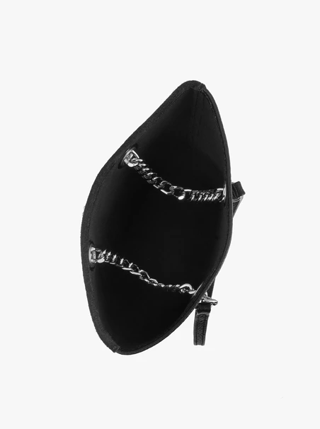 Schwarze Lederhandtasche mit Kette
