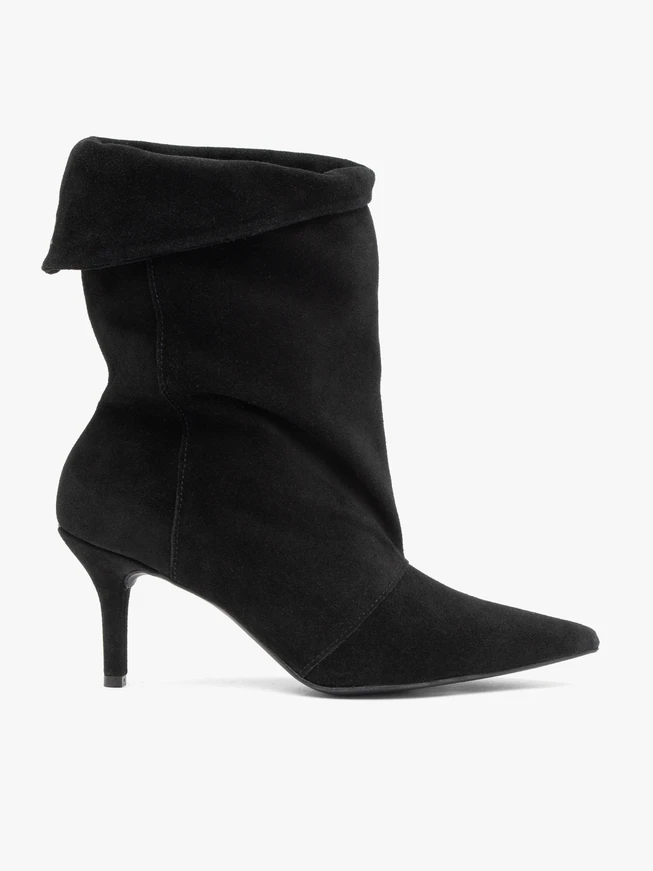 Schwarze Bowler-Stiefel mit hohem Stiletto