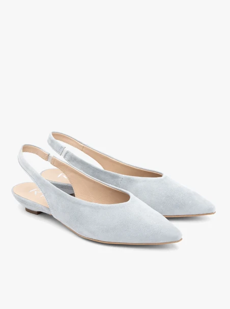 Hellblaue Slingback-Pumps mit spitzer Zehe