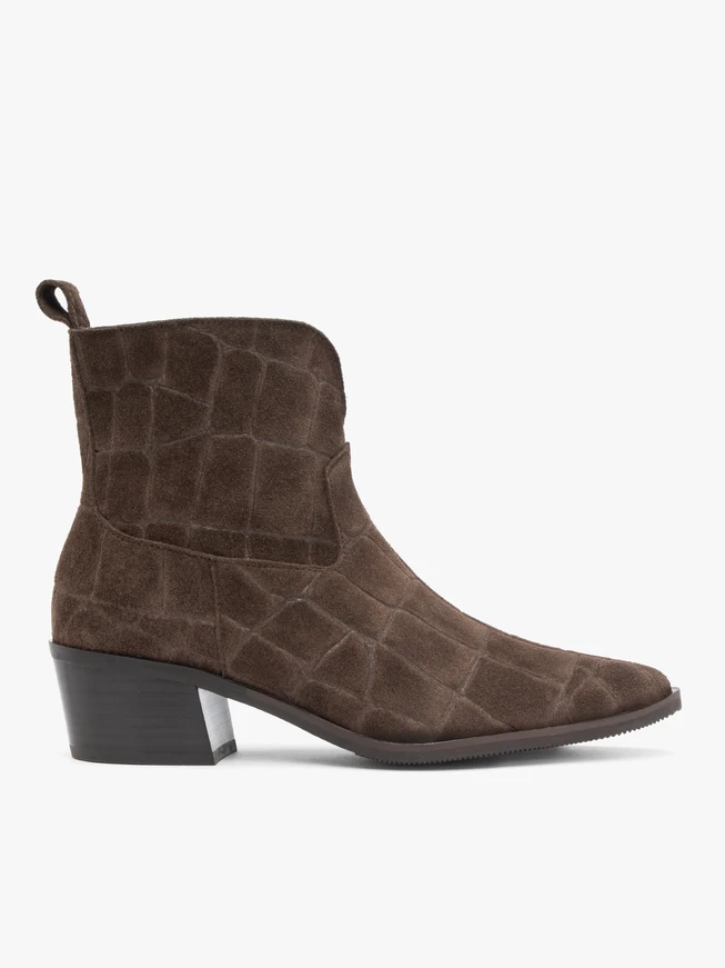 Braune Stiefel mit Krokodilledermuster