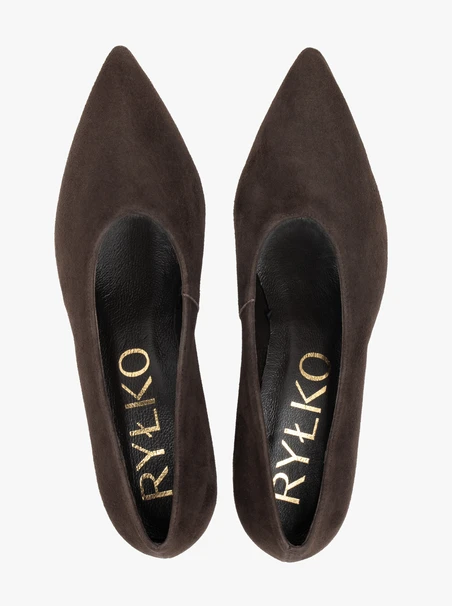 Dunkelbraune Pumps aus Veloursleder
