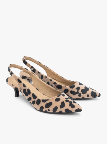 Slingback-Pumps mit Ozelot-Muster