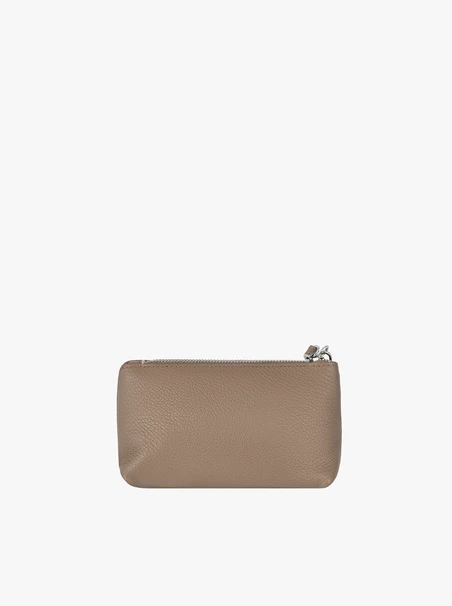 Beigefarbene Kosmetiktasche aus Glattleder